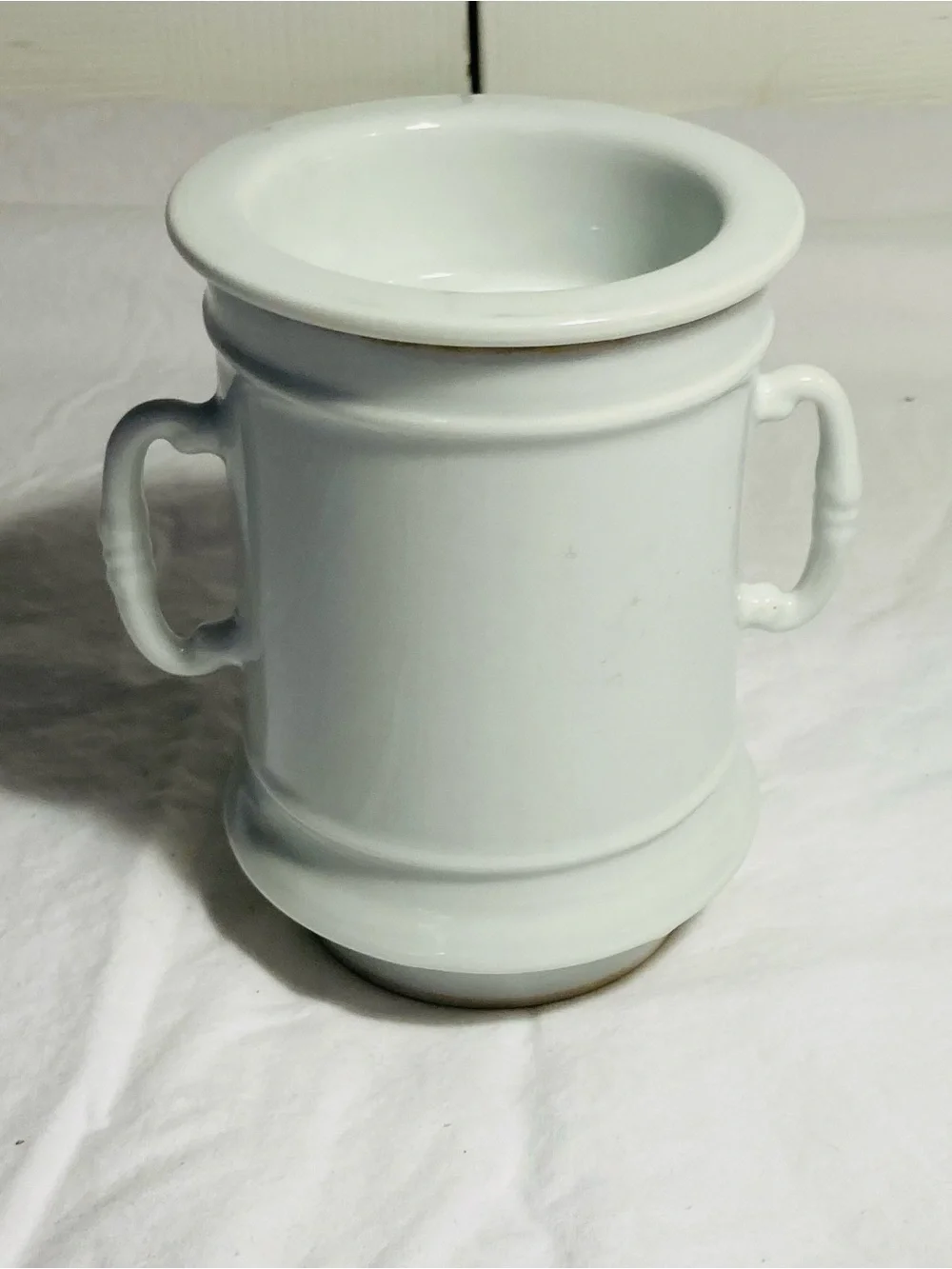 Vintage porcelain coffee/tea drip strainer with large two handle mug/cup
